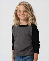 Tultex 245Y Youth Raglan T-Shirt #color_Heather Charcoal/ Black