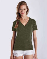 US Blanks US2228 Women's V-Neck Overdyed Tee #color_Moss