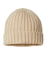 Atlantis Headwear SHORE Sustainable Cable Knit Cuffed Beanie #color_Light Beige