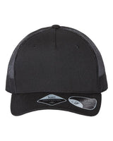 Atlantis Headwear ZION Sustainable Five-Panel Trucker Cap #color_Black/ Black