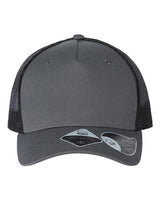 Atlantis Headwear ZION Sustainable Five-Panel Trucker Cap #color_Dark Grey/ Black