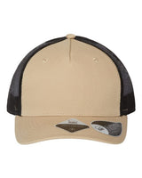 Atlantis Headwear ZION Sustainable Five-Panel Trucker Cap #color_Khaki/ Black