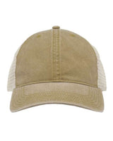 The Game GB460 Pigment-Dyed Trucker Cap #color_Khaki/ Stone