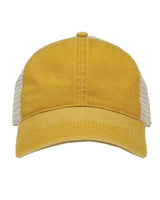 The Game GB460 Pigment-Dyed Trucker Cap #color_Mustard Yellow/ Stone