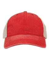 The Game GB460 Pigment-Dyed Trucker Cap #color_Red/ Stone
