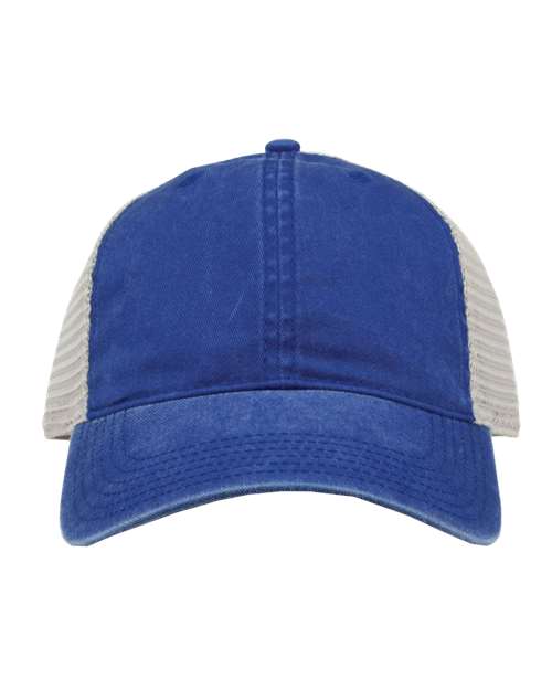 The Game GB460 Pigment-Dyed Trucker Cap #color_Royal/ Stone