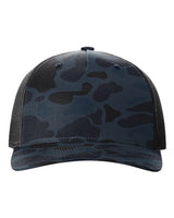 Richardson 112PFP Five-Panel Printed Trucker Cap #color_Admiral Duck Camo/ Black