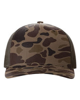 Richardson 112PFP Five-Panel Printed Trucker Cap #color_Bark Duck Camo/ Brown