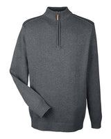 Devon & Jones DG478 Men's Manchester Fully-Fashioned Quarter-Zip Sweater #color_DK GREY HTH/ BLK