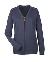 Devon & Jones DG478W Ladies' Manchester Fully-Fashioned Full-Zip Cardigan Sweater #color_NAVY/ GRAPHITE