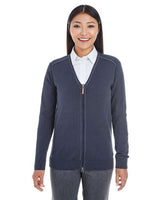 Devon & Jones DG478W Ladies' Manchester Fully-Fashioned Full-Zip Cardigan Sweater #color_NAVY/ GRAPHITE