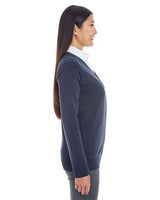 Devon & Jones DG478W Ladies' Manchester Fully-Fashioned Full-Zip Cardigan Sweater #color_NAVY/ GRAPHITE