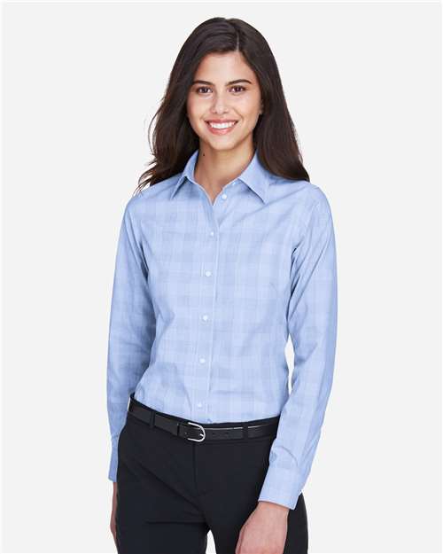 Devon & Jones DG520W Ladies' Crown Woven Collection GlenPlaid #color_WHT/ LT FR B/ FB