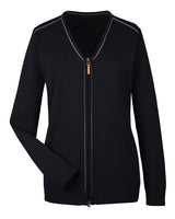 Devon & Jones DG478W Ladies' Manchester Fully-Fashioned Full-Zip Cardigan Sweater #color_BLACK/ GRAPHITE