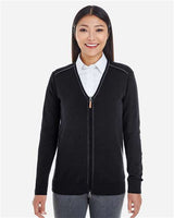 Devon & Jones DG478W Ladies' Manchester Fully-Fashioned Full-Zip Cardigan Sweater #color_BLACK/ GRAPHITE