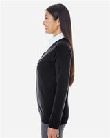 Devon & Jones DG478W Ladies' Manchester Fully-Fashioned Full-Zip Cardigan Sweater #color_BLACK/ GRAPHITE