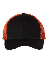 Valucap AH80 Bio-Washed Trucker Cap #color_Black/ Orange
