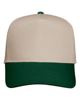 Valucap 8869 Five-Panel Twill Cap #color_Khaki/ Forest Green