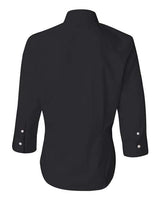 Van Heusen 13V0527 Women's Three-Quarter Sleeve Baby Twill Shirt #color_Black