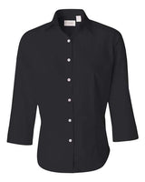 Van Heusen 13V0527 Women's Three-Quarter Sleeve Baby Twill Shirt #color_Black