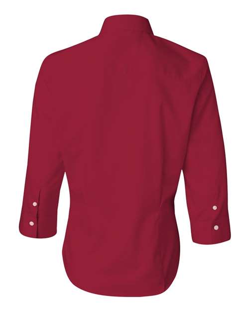 Van Heusen 13V0527 Women's Three-Quarter Sleeve Baby Twill Shirt #color_Scarlet