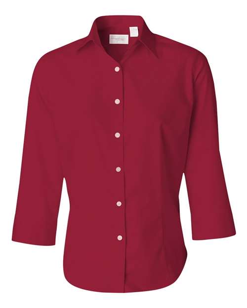 Van Heusen 13V0527 Women's Three-Quarter Sleeve Baby Twill Shirt #color_Scarlet
