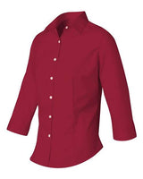 Van Heusen 13V0527 Women's Three-Quarter Sleeve Baby Twill Shirt #color_Scarlet