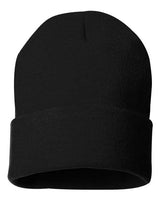 "Sportsman SP12 12" Solid Cuffed Beanie #color_Black"