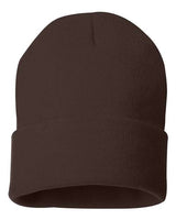 "Sportsman SP12 12" Solid Cuffed Beanie #color_Brown"