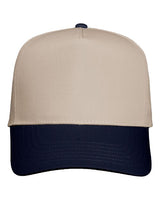 Valucap 8869 Five-Panel Twill Cap #color_Khaki/ Navy