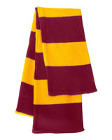 Sportsman SP02 Rugby-Striped Knit Scarf #color_Cardinal/ Gold