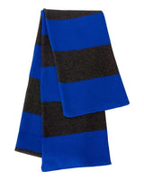 Sportsman SP02 Rugby-Striped Knit Scarf #color_Royal/ Charcoal