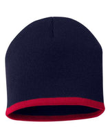 ""Sportsman SP09 8" Bottom-Striped Beanie" #color_Navy/ Red"