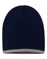 ""Sportsman SP09 8" Bottom-Striped Beanie" #color_Navy/ Grey"