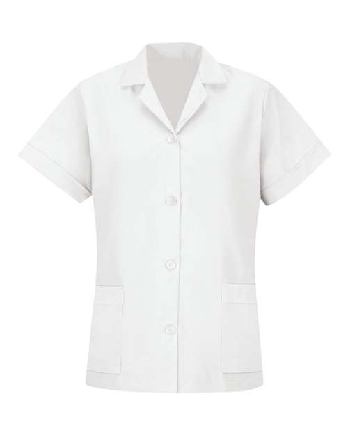 Red Kap TP23 Women's Loose Fit Short Sleeve Button Smock #color_White