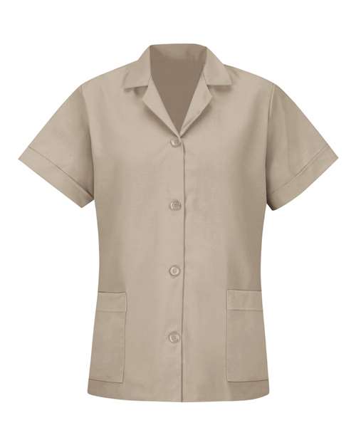Red Kap TP23 Women's Loose Fit Short Sleeve Button Smock #color_Tan