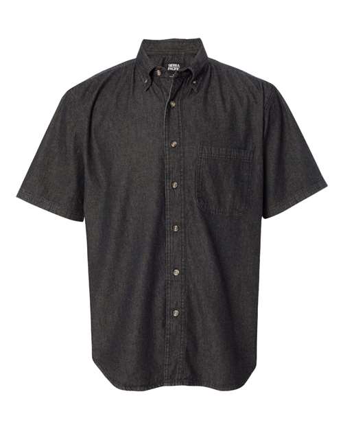 Sierra Pacific 0211 Denim Short Sleeve Shirt #color_Black Denim