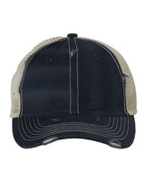 Valucap 3150 Bounty Dirty-Washed Mesh-Back Cap #color_Navy/ Khaki