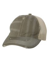 Valucap 3150 Bounty Dirty-Washed Mesh-Back Cap #color_Olive/ Khaki