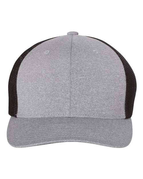 Flexfit Y6311 Adult Poly Mlange Stretch Mesh Cap #color_HEATHER/ BLACK