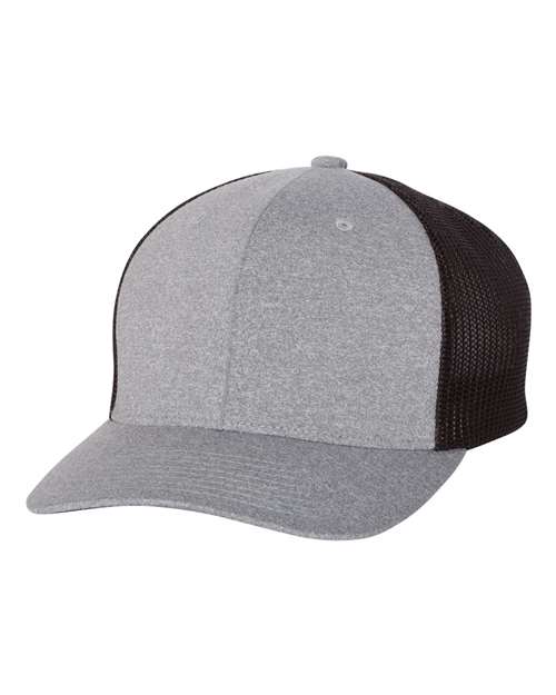 Flexfit Y6311 Adult Poly Mlange Stretch Mesh Cap #color_HEATHER/ BLACK