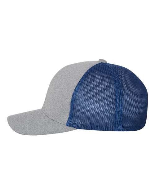 Flexfit Y6311 Adult Poly Mlange Stretch Mesh Cap #color_HEATHER/ ROYAL