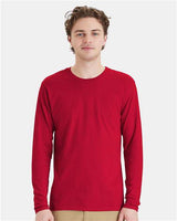 Hanes 498L Adult Nano-T Long-Sleeve T-Shirt #color_DEEP RED
