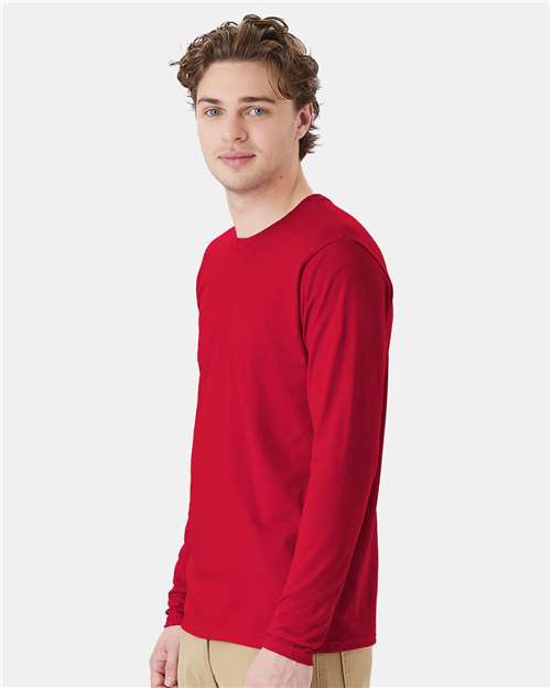 Hanes 498L Adult Nano-T Long-Sleeve T-Shirt #color_DEEP RED
