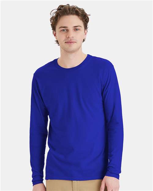 Hanes 498L Adult Nano-T Long-Sleeve T-Shirt #color_DEEP ROYAL