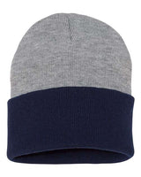 ""Sportsman SP12T 12" Color Blocked Cuffed Beanie" #color_Heather/ Navy"