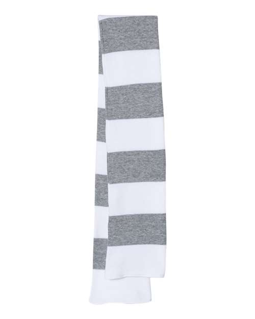 Sportsman SP02 Rugby-Striped Knit Scarf #color_White/ Heather Grey