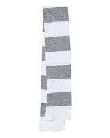 Sportsman SP02 Rugby-Striped Knit Scarf #color_White/ Heather Grey