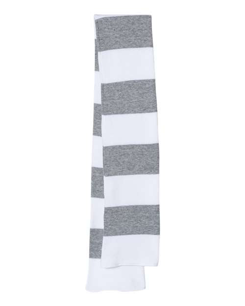 Sportsman SP02 Rugby-Striped Knit Scarf #color_White/ Heather Grey