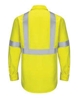 Red Kap SY14 Enhanced & Hi-Visibility Long Sleeve Work Shirt #color_HV-Fluorescent Yellow/ Green